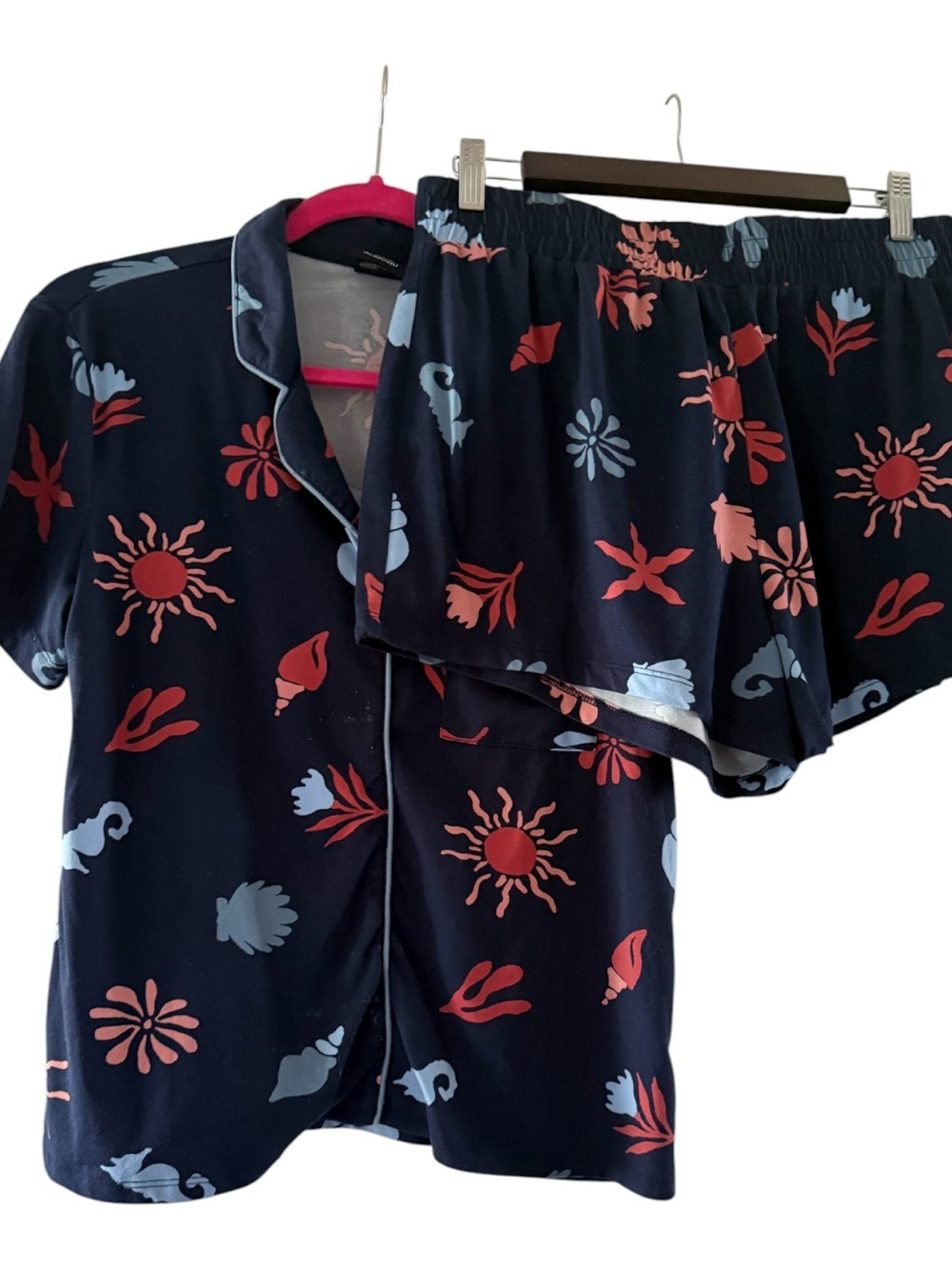 Bobeau Navy Floral & Sun Short Pajama Set